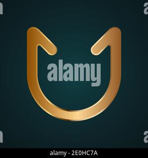 Abstract curve shape vector. Gradient gold metal with dark background Stock Vector