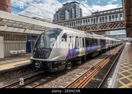 A TfL Rail (Crossrail/Elizabeth Line) Class 345 train at Maidenhead mainline railway station in Maidenhead, Berkshire, UK. Stock Photo