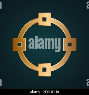 Ellipse tool vector icon. Gradient gold metal with dark background Stock Vector