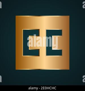 CC Creative Commons icon vector. Gradient gold metal with dark background Stock Vector
