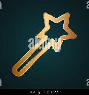 Magic wand icon vector logo. Gold metal with dark background Stock Vector