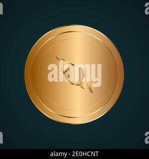 Gold compass vector icon. Gradient gold metal with dark background Stock Vector