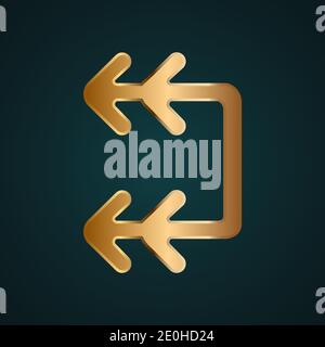 Double arrow vector icon. Gradient gold metal with dark background Stock Vector