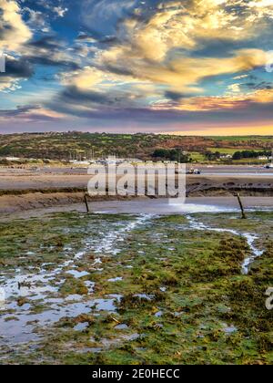 Low tide at the Teifi Estuary between Poppit and St Dogmaels in West Wales Stock Photo