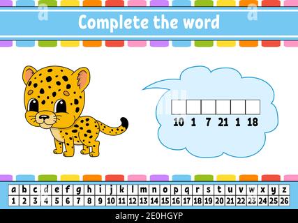 Complete the words. Cipher code. Learning vocabulary and numbers ...