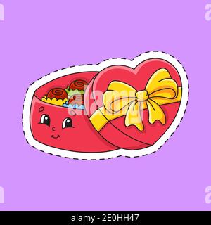Sticker with contour. Cartoon character. Colorful vector illustration. Isolated on color background. Template for your design. Stock Vector