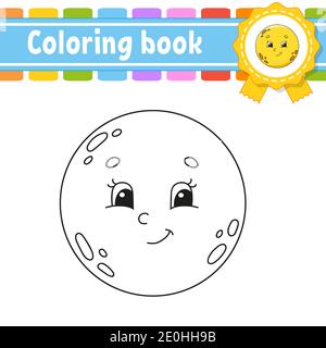 Coloring book for kids. Cheerful character. Vector illustration. Cute cartoon style. Black contour silhouette. Isolated on white background. Stock Vector