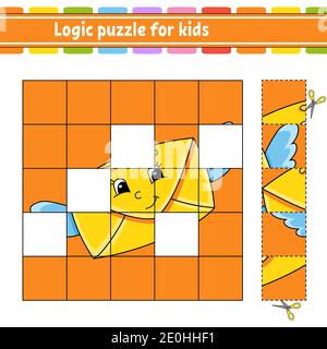 Logic puzzle for kids. Education developing worksheet. Learning game for children. Activity page. Simple flat isolated vector illustration in cute car Stock Vector