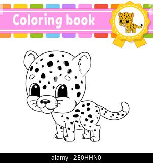 Coloring book for kids. Cheerful character. Vector illustration. Cute cartoon style. Black contour silhouette. Isolated on white background. Stock Vector