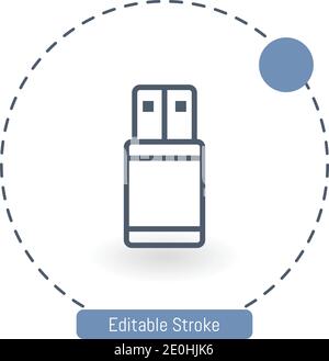 flash drive vector icon editable stroke outline icons for web and mobile Stock Vector