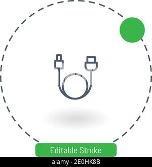 cable vector icon editable stroke outline icons for web and mobile Stock Vector