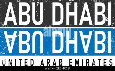 Abu Dhabi lettering name of United Arab Emirates city. Sticker with lettering in paper cut style. Vector illustration. Stock Vector
