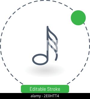 thirty second note vector icon editable stroke outline icons for web and mobile Stock Vector