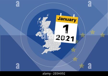 UK January 1st 2021 UK Breaks Free from the EU Stock Vector