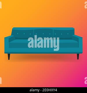 Colorful leather luxury sofa for modern living room reception or lounge vector Stock Vector