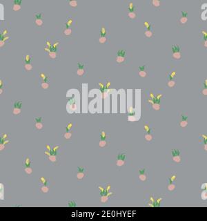 potted plants seamless vector pattern Stock Vector