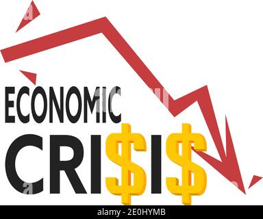 Economic crisis concept. Isolated on white background. Stock Vector