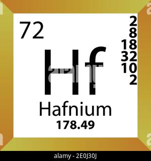 Hf Hafnium Chemical Element Periodic Table. Single vector illustration, colorful Icon with molar mass, electron conf. and atomic number. Stock Vector