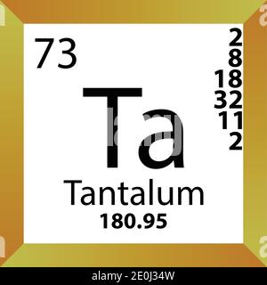 Ta Tantalum Chemical Element Periodic Table. Single vector illustration, colorful Icon with molar mass, electron conf. and atomic number. Stock Vector