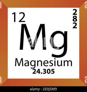 Mg Magnesium Chemical Element Periodic Table. Single vector illustration, colorful Icon with molar mass, electron conf. and atomic number. Stock Vector