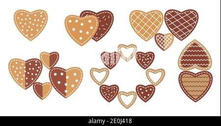 Cookie heart set vector illustration Stock Vector