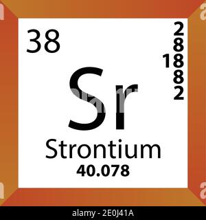 Sr Strontium Chemical Element Periodic Table. Single vector illustration, colorful Icon with molar mass, electron conf. and atomic number. Stock Vector