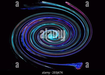 Dark fiber-like spiral abstract on black background Stock Photo