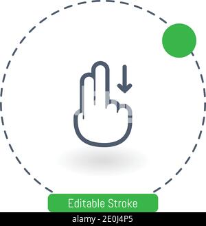 drag down vector icon editable stroke outline icons for web and mobile Stock Vector