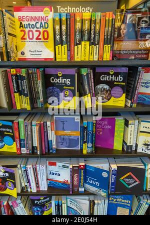 technology and computer books on sale, Barnes and Noble, USA Stock Photo
