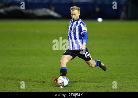 SHEFFIELD, ENGLAND. JAN 1ST Barry Bannan of Sheffield Wednesday takes a free-kick during the Sky Bet Championship match between Sheffield Wednesday and Derby County at Hillsborough, Sheffield on Friday 1st January 2021. (Credit: Jon Hobley | MI News) Credit: MI News & Sport /Alamy Live News Stock Photo