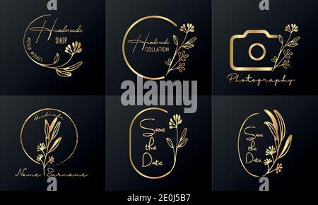 Feminine logo collections template Premium Vector. Set of luxury floral logos. Stock Vector
