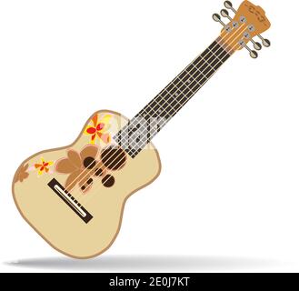 Vector illustration of hawaiian guitar ukulele isolated on white background. Stock Vector