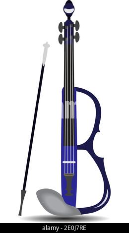 Electric violin with bow, vector illustration Stock Vector