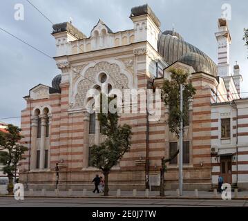 Sofia Synagogue in Sofia, the capital of Bulgaria. It is the largest synagogue in Southeastern Europe, one of two functioning in Bulgaria Stock Photo
