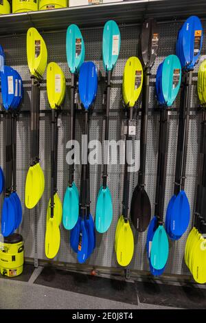 kayak paddles, Dick's Sporting Goods, Columbia Mall, Kennewick, Washington Sate, USA Stock Photo