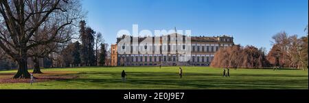 Royal Villa of Monza (Villa Reale di Monza), panoramic rear view Stock Photo