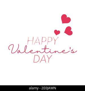 Lettering Happy Valentines Day banner. Valentines Day greeting card template with typography text happy valentine s day. Vector illustration Stock Vector