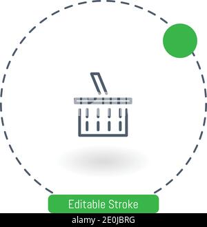 small picnic basket vector icon editable stroke outline icons for web and mobile Stock Vector