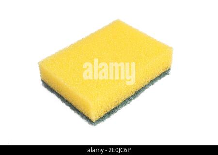 Yellow kitchen sponge isolated on white background Stock Photo