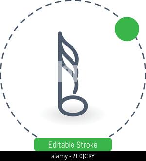 thirty second note vector icon editable stroke outline icons for web and mobile Stock Vector
