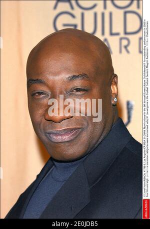 Michael Clarke Duncan, the Oscar-nominated star of The Green Mile, has died after nearly two months of treatment following a heart attack in July. Publicist released a statement from Duncan's partner, the Rev. Omarosa Manigault-Stallworth, saying the 54-year-old actor died on Monday morning in a Los Angeles hospital. File photo : © Lionel Hahn/ABACA. 41796-9. Los Angeles-CA-USA. 01/28/03. Nominations for the 9th Annual Screen Actors Guild AwardsÀ for outstanding performances in 2002 in five film and eight primetime television categories were announced today in Los Angeles at the Skirball Cultu Stock Photo