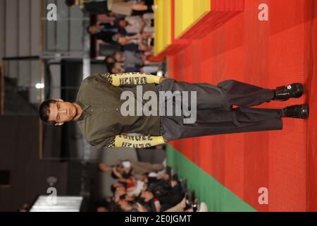 A model displays a creation by Kenzo during the Spring-Summer 2013 Men collection at the Paris Fashion Week, held at in Paris, France, on June 30, 2012. Photo by Alain Gil-Gonzalez/ABACAPRESS.COM Stock Photo