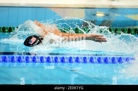 Michael Phelps competing during the final of the Men's 400m individual medley at the Aquatics centre during the 2012 London Olympics on July 28, 2012. Photo by Guibbaud/Gouhier/JMP/ABACAPRESS.COM? Stock Photo