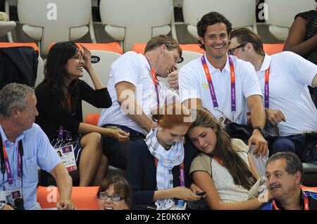 Prince Daniel the Duke of Vastergotland and Prince Carl Philip of Sweden during the Swimming event at the London 2012 Olympic Games at the Aquatics center in London, UK on August 2, 2012. Photo by Gouhier-Guibbaud-JMP/ABACAPRESS.COM Stock Photo