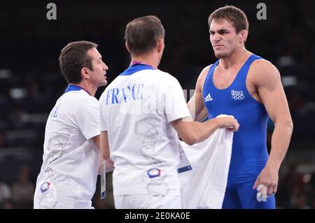France's Steve Guenot during the 66-kg Greco-Roman wrestling at the London Olympics in London, UK on August 7, 2012. Photo by Gouhier-Guibbaud-JMP/ABACAPRESS.COM Stock Photo