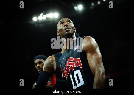 USA's Kobe Bryant competes during the men's basketball semifinal match Argentina vs USA at North Greenwich Arena, during the London 2012 Olympic Games, on August 10, 2012. Photo by Gouhier-Guibbaud-JMP/ABACAPRESS.COM Stock Photo