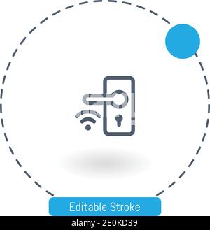smart lock vector icon editable stroke outline icons for web and mobile Stock Vector