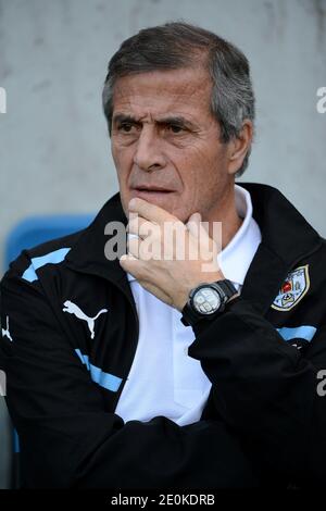 Uruguay's coach Oscar Tabarez during a friendly soccer match, France vs Uruguay in Le Havre, France, on August 15th, 2012. France and Uruguay drew 0-0. Photo . Photo by Christian Liewig/ABACAPRESS.COM Stock Photo