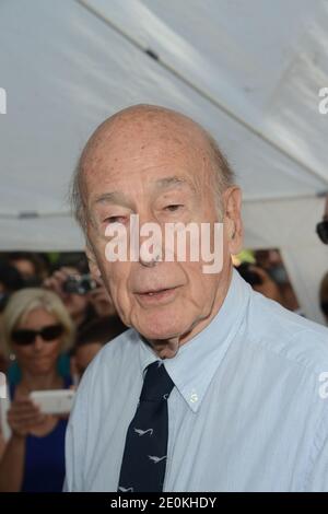Valery Giscard d'Estaing at the 17th annual 'Foret Des Livres' book signing event in Chanceaux-Pres-Loches, France on August 26, 2012. Photo by Nicolas Briquet/ABACAPRESS.COM Stock Photo
