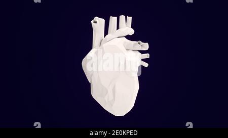 White low poly paper heart, 3d render Stock Photo